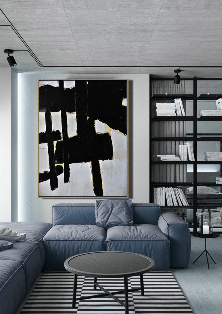 Original Extra Large Wall Art,Minimalist Painting On Canvas, Palette Knife Vertical Minimal Art - Large Wall Art Canvas
